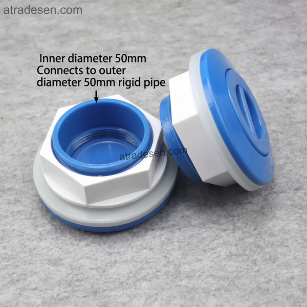 Premium 50mm Extra Large High Flow Bulkhead Drain Fitting - 1.5