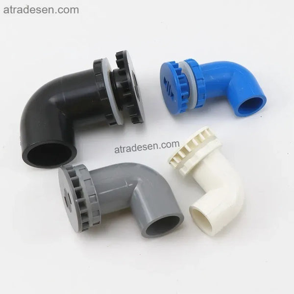 Premium 90° Elbow PVC Aquarium Drain Joint (20-50mm) | Space-Saving Slotted Tank Bulkhead | Anti-Clog Plumbing