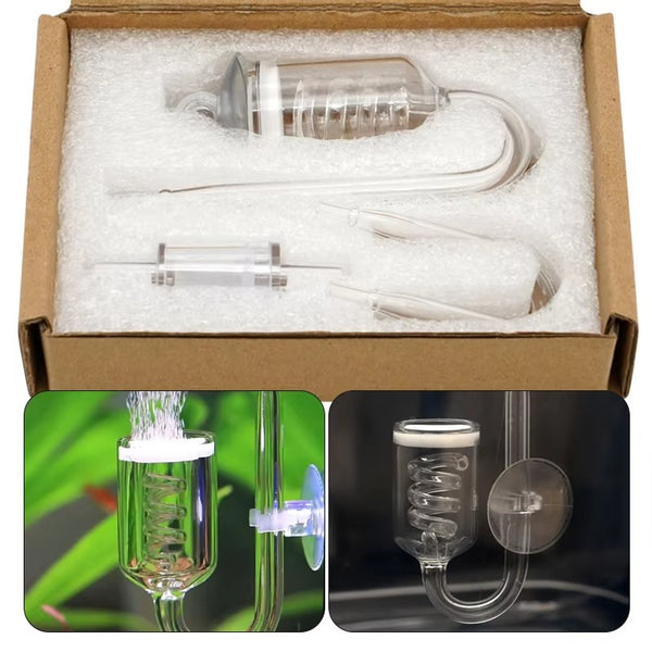 Premium ADA-Style Spiral CO2 Diffuser & Bubble Counter | Glass/Acrylic Micro-Mist Atomizer for Planted Aquarium