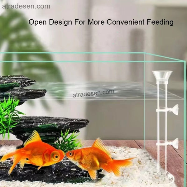 Premium Acrylic Aquarium Shrimp Feeding Tube & Dish Set | Clear Food Dispenser Bowl | Anti-Scatter Bottom Feeder System