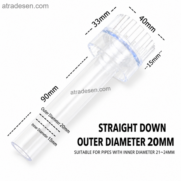 Premium Acrylic Aquarium Surface Skimmer Float (16.5-20mm)  Auto-Adjusting Oil Film Remover  Swirl Vortex Lily Pipe