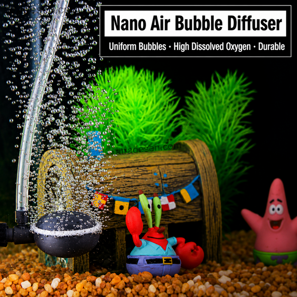 Premium Adjustable Aquarium Air Bubble Diffuser | Suction Cup Nano Air Stone w/ 3 Pads | Low Pressure Aerator
