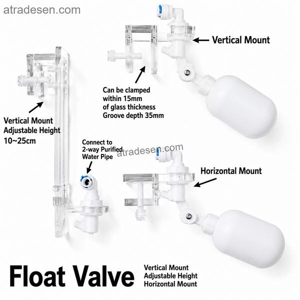 Premium Aquarium Auto Top-Off (ATO) Float Valve System | Metal-Free Acrylic Bracket | Zero Electricity RO Water Filler