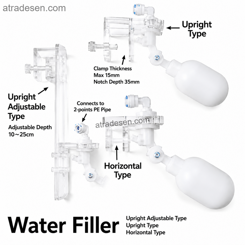 Premium Aquarium Auto Top-Off (ATO) Float Valve System | Metal-Free Acrylic Bracket | Zero Electricity RO Water Filler