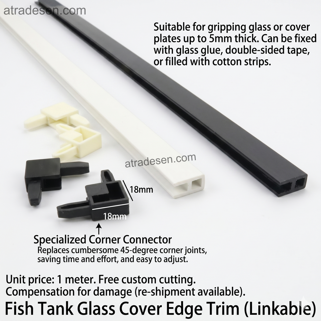 Premium Aquarium Glass Cover Edge Trim (1 Meter) - 5mm DIY Sliding Lid Frame Profile