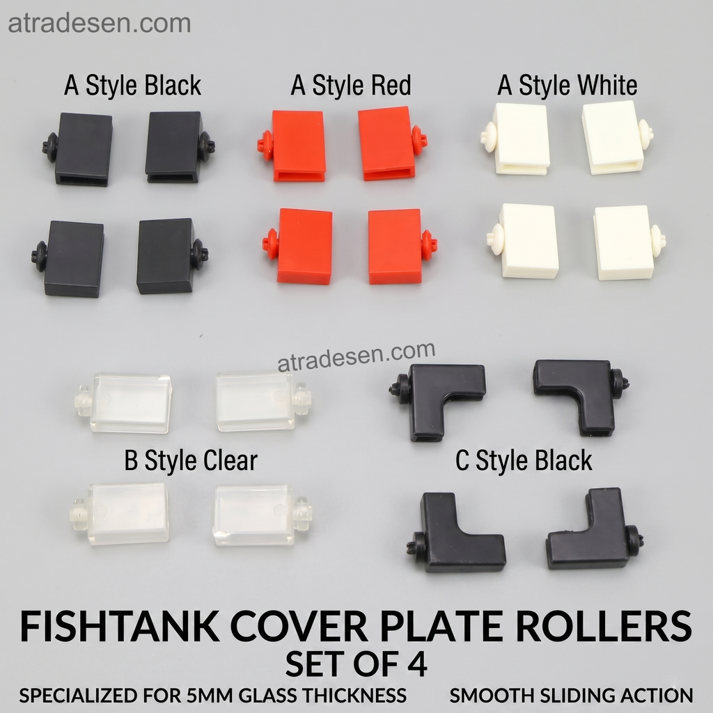 Premium Aquarium Glass Lid Sliding Rollers (Set of 4) - 5mm Cover Plate Pulley Wheels