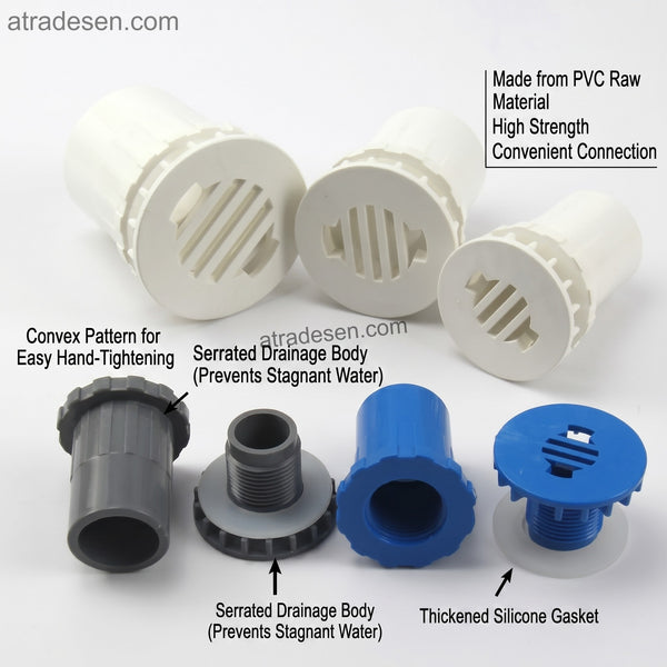 Premium Aquarium PVC Drain Joint (20-50mm) | Anti-Clog Slotted Tank Bulkhead Fitting with Silicone Seal