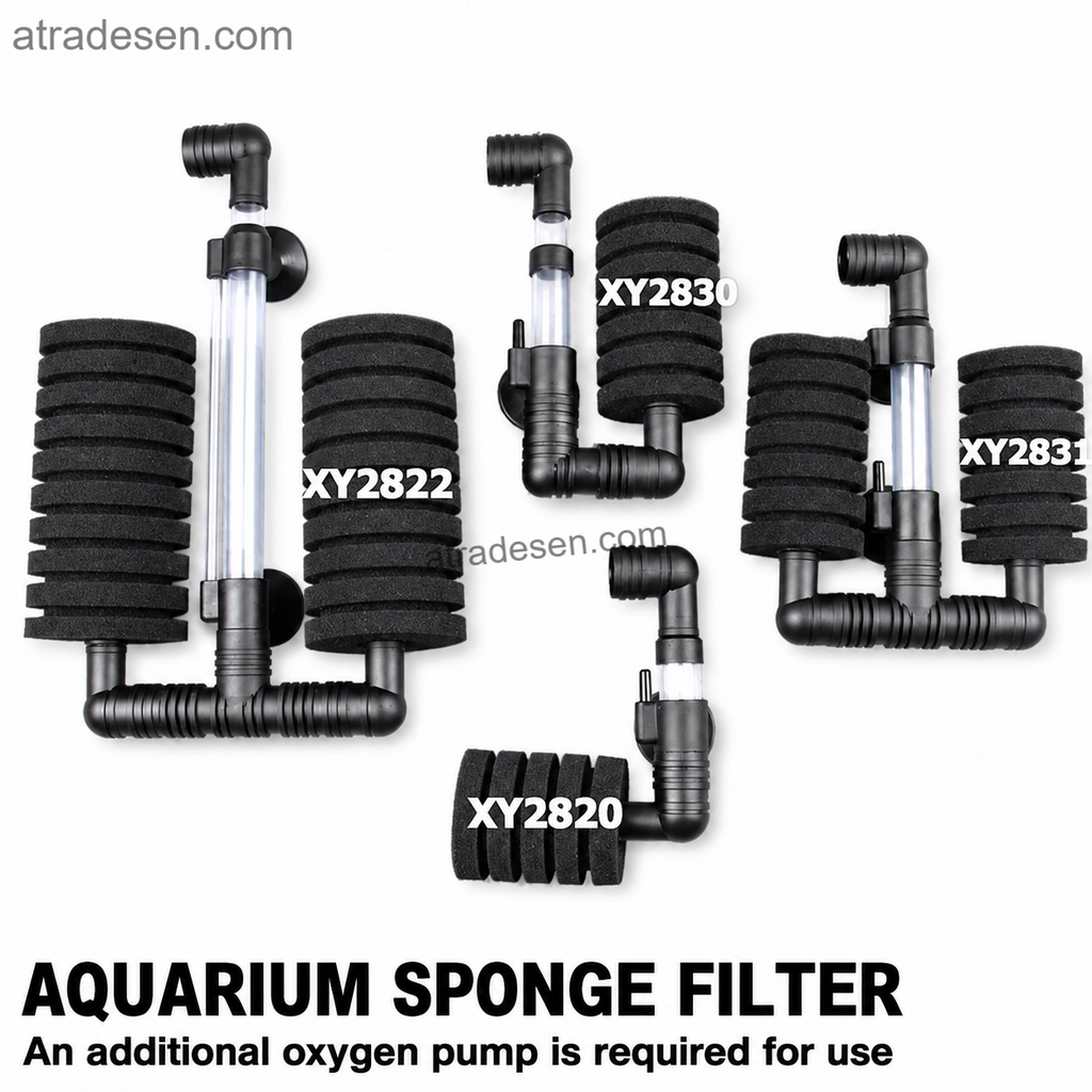 Premium Aquarium Sponge Filter (Single/Double Head) | Air-Driven Bio-Filter for Shrimp & Fish Fry | Air Pump Required