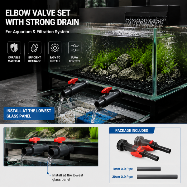 Premium Aquarium Strong Drain Complete Set (20/25mm) | Water Change Bulkhead & Valve Kit | DIY Plumbing
