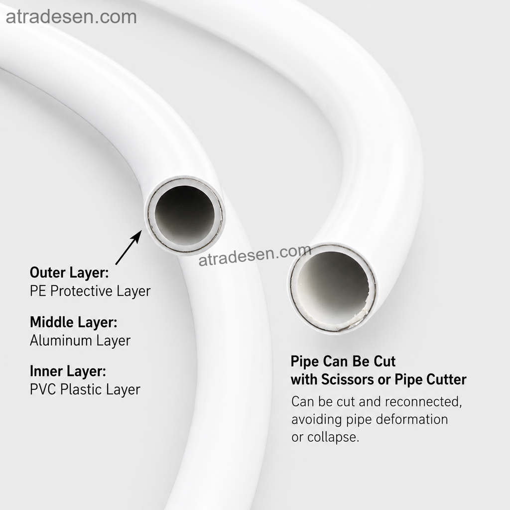 Premium Bendable Aluminum-Plastic Composite Tube (16-20mm O.D.) | Shape-Retaining DIY Pipe for Props & Plumbing | 1 Meter