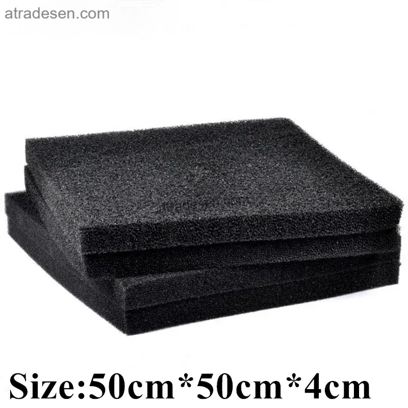 Premium Black Biochemical Sponge Filter Pad (50x50x4cm) | Cut-to-Fit Washable Aquarium Foam | Koi Pond Bio-Media