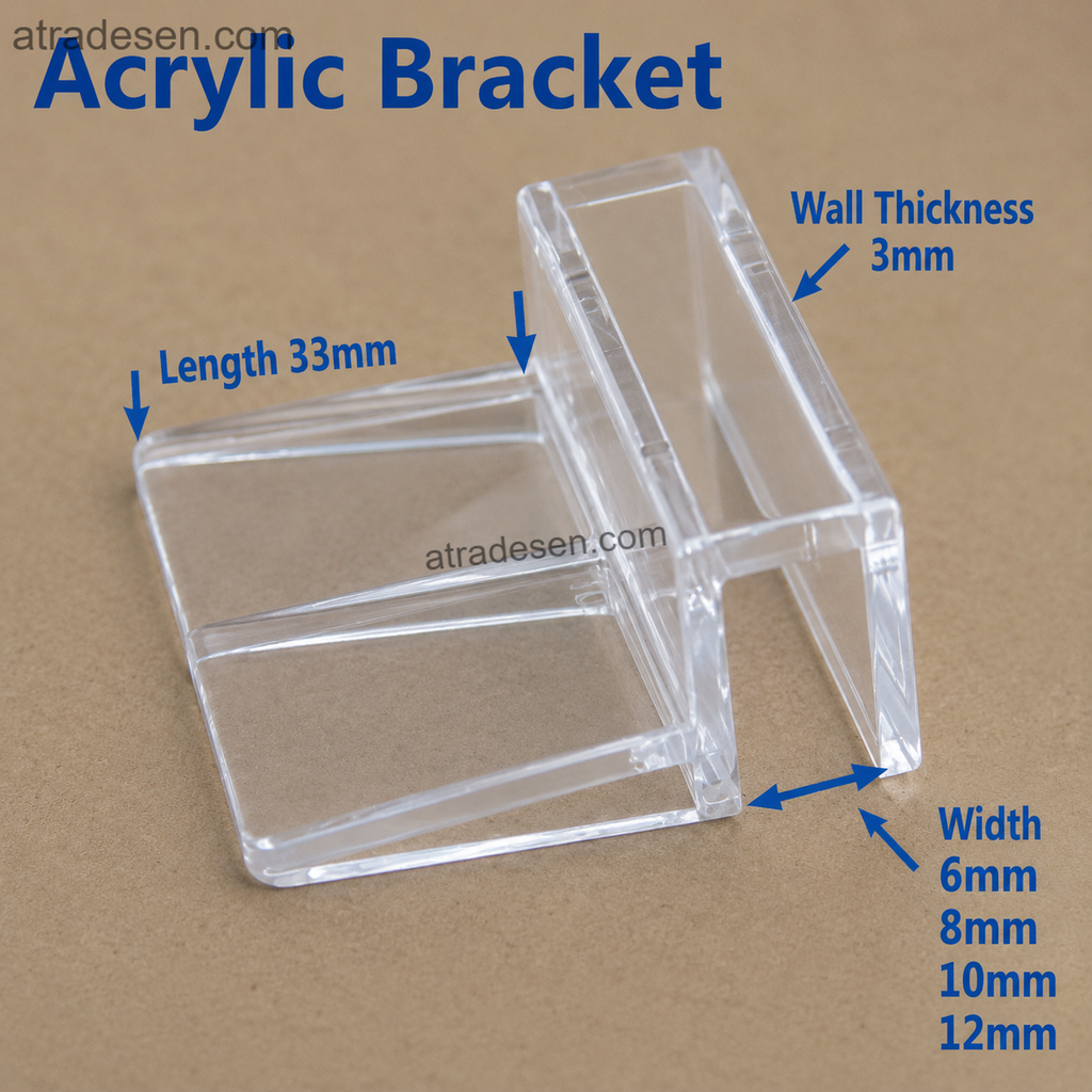 Premium Clear Acrylic Aquarium Lid Support Brackets (6-12mm) | Rimless Tank Glass Cover Clips | Overhead Filter Mount