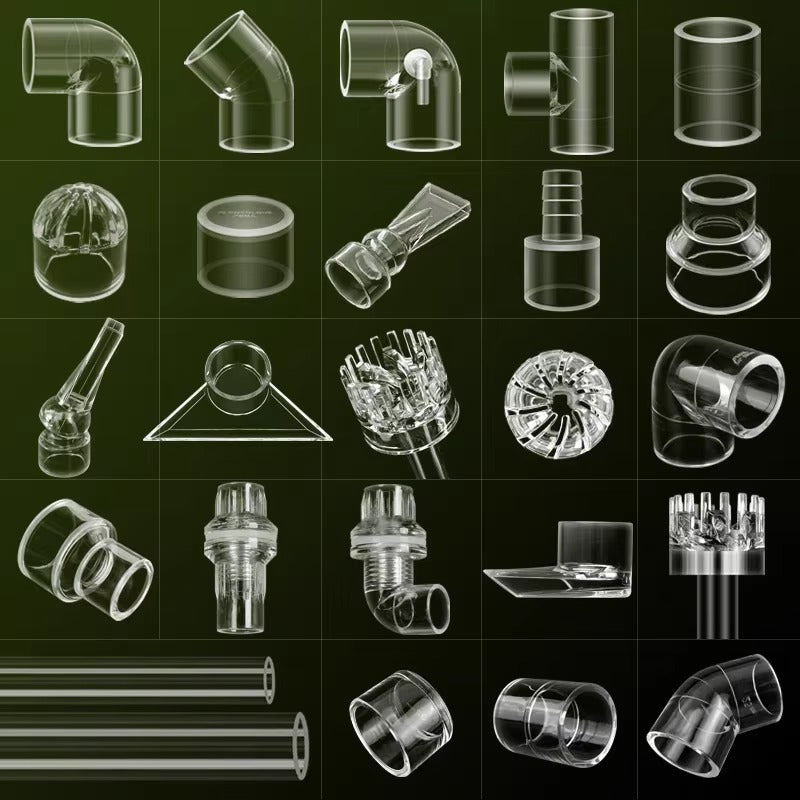 Premium Clear Acrylic Aquarium Plumbing Fittings (16-32mm) | Ultimate Modular DIY Pipe Connectors | Transparent Aquascaping