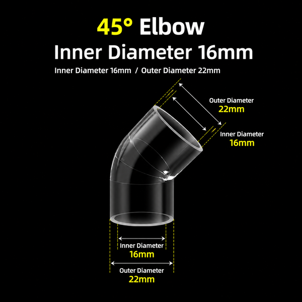 Premium Clear Acrylic Aquarium Plumbing Fittings (16-32mm) | Ultimate Modular DIY Pipe Connectors | Transparent Aquascaping