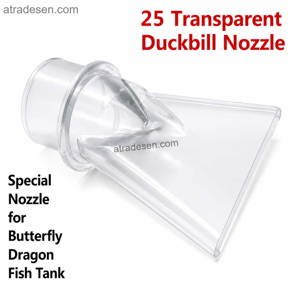 Premium Clear Acrylic Duckbill Return Nozzle (I.D 20mm / O.D 25mm) | Arowana Tank Bottom Sweeper | Invisible Flow Director