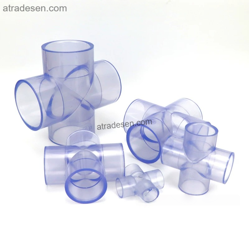 Premium Clear UPVC 4-Way Cross Connector (20-75mm) | Transparent Aquarium Plumbing Splitter | Quad Slip Joint