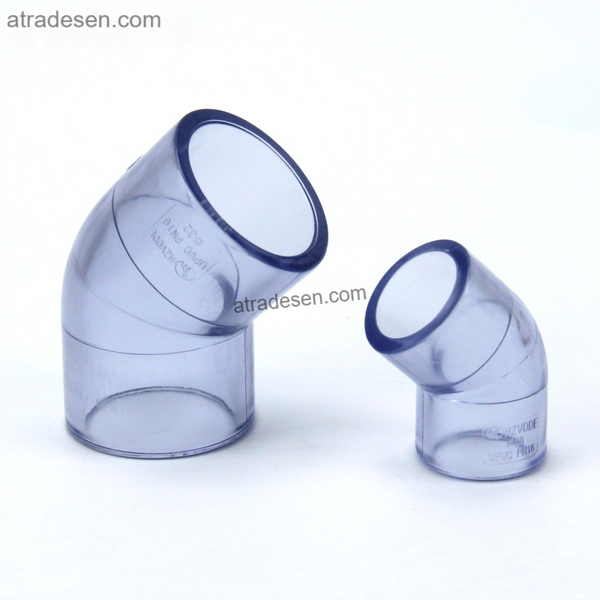 Heavy-Duty Clear UPVC 45° Elbow (90-110mm) | Industrial Transparent Plumbing Joint | Low Friction Pipe Connector