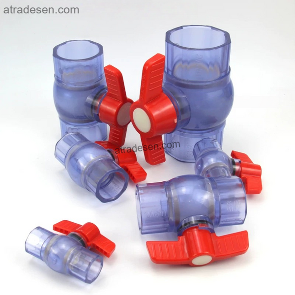 Premium Clear UPVC Ball Valve (20-63mm) | Transparent Aquarium Flow Control Switch | Visual Monitoring Slip Joint