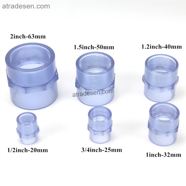 Premium Clear UPVC Female Thread Adapter (20-63mm) | Slip Socket to FPT Connector | Transparent Aquarium Plumbing Joint