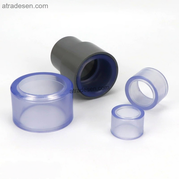 Heavy-Duty Clear UPVC Reducing Bushing (90-110mm) | Industrial Transparent Pipe Adapter | Flush Mount Reducer