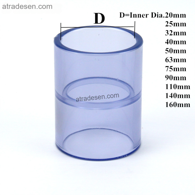 Premium Clear UPVC Straight Connector (20-75mm) | Transparent Aquarium Plumbing Slip Coupling | Pipe Extension Joint