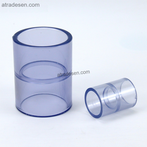 Premium Clear UPVC Straight Connector (20-75mm) | Transparent Aquarium Plumbing Slip Coupling | Pipe Extension Joint