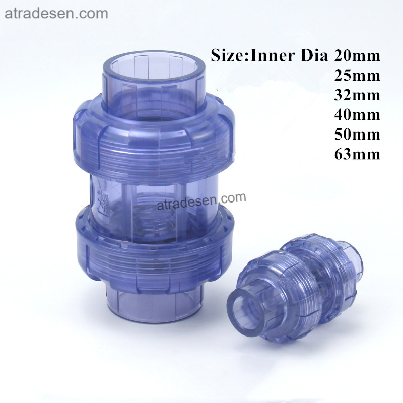 Premium Clear UPVC True Union Swing Check Valve (20-63mm) | Aquarium Anti-Siphon Flap Valve | Horizontal & Vertical Mount