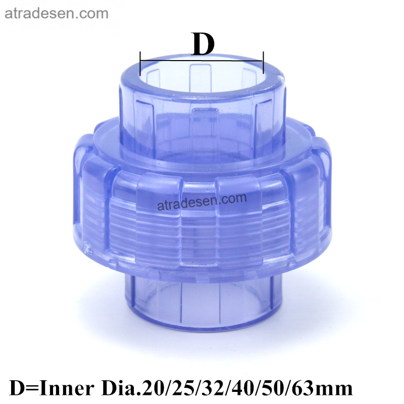 Premium Clear UPVC Union Connector (20-63mm) | Quick-Release Aquarium Plumbing Slip Fitting | Transparent Disconnect Joint
