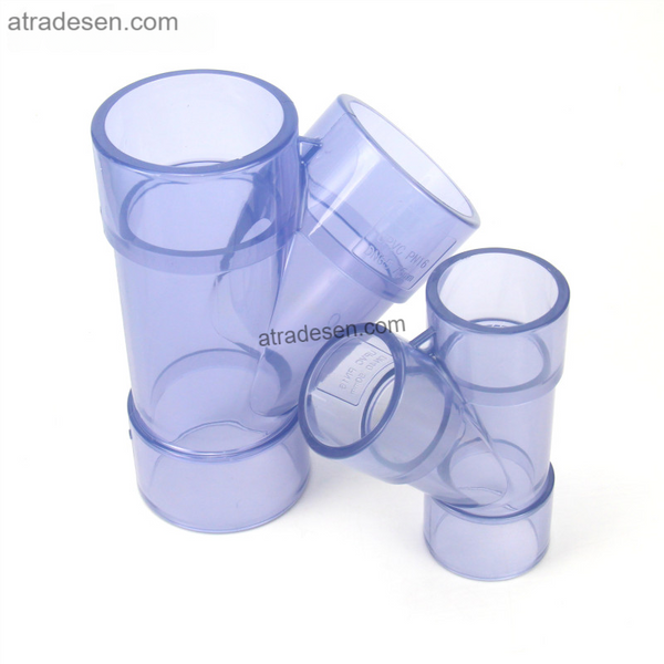Premium Clear UPVC Wye Fitting (50-75mm) | Transparent 45° Y-Tee Connector | Low Friction Aquarium Plumbing