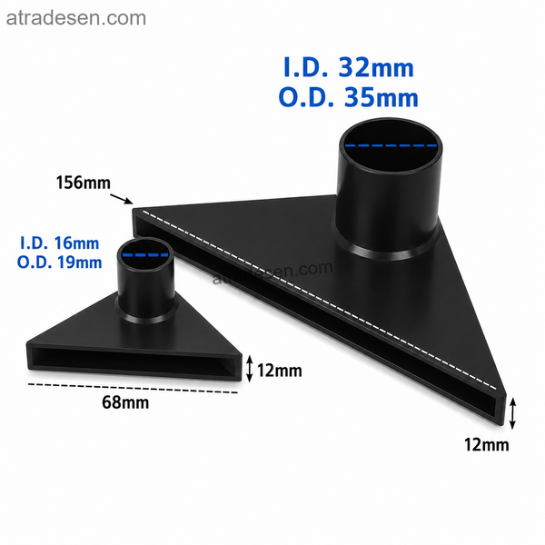 Premium Corner Triangle Duckbill Return Nozzle (16-32mm) | Aquarium Bottom Detritus Sweeper | 90° Flush Fit Flow Director