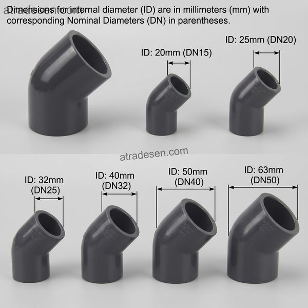 Heavy-Duty Dark Grey UPVC 45-Degree Elbow (75mm-160mm) - Industrial Chemical Pipe Fitting