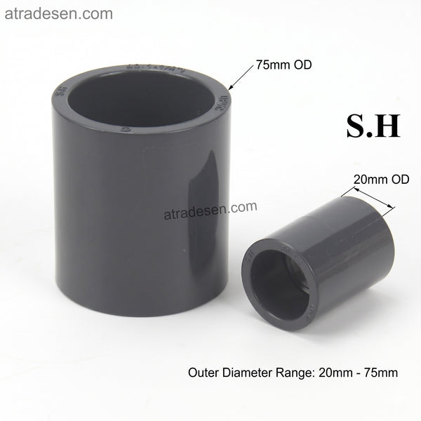 Heavy-Duty Dark Grey UPVC Straight Coupling (90mm-315mm) - Industrial Chemical Pipe Extension