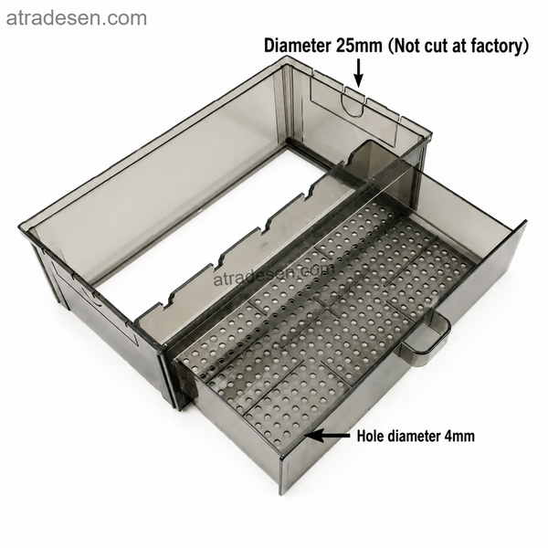 Premium Drawer-Style Aquarium Trickle Filter Box (298x172x95mm) | Stackable Dry-Wet Sump | Easy Maintenance Smoked Grey