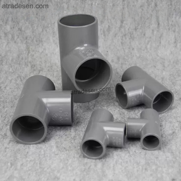 Heavy-Duty Grey PVC Equal Tee Fitting (90mm-315mm) - High Pressure 3-Way Connector for Industrial & Agriculture