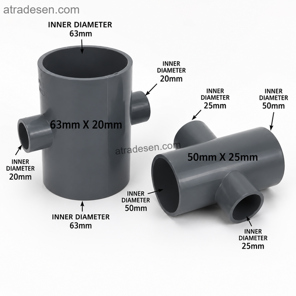 Premium Grey PVC Reducing Cross (40mm-75mm) - 4-Way Pipe Fitting for Aeration & DIY