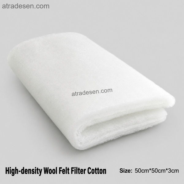 Premium High-Density Aquarium Wool Filter Floss Pad (50x50x3cm) | Cut-to-Fit Fine Water Polishing Cotton | Sump Media