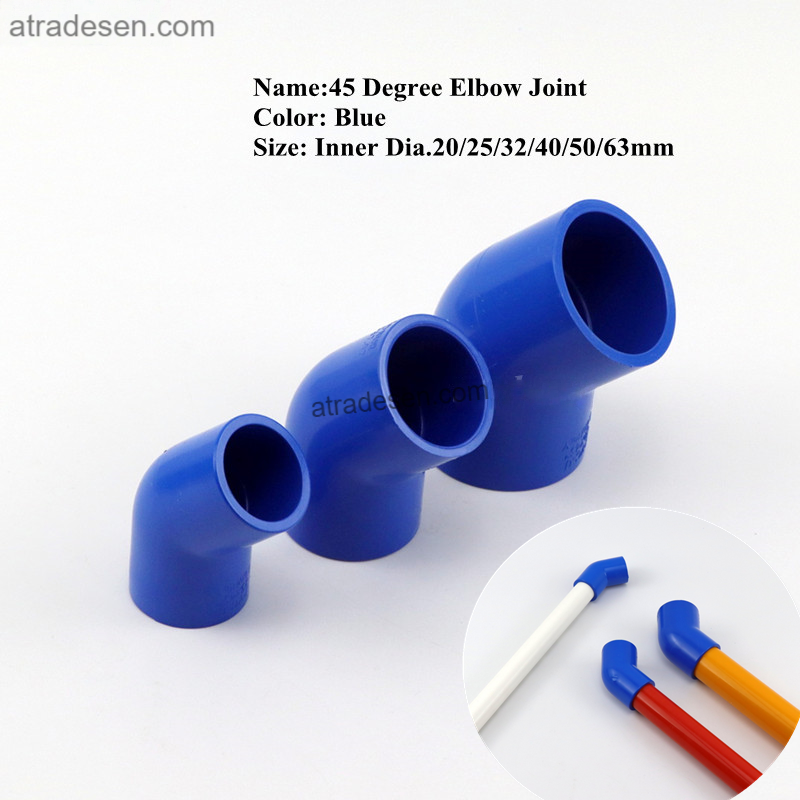 Premium Lesso Blue UPVC 45° Elbow Joint (20-63mm) | Aquarium Plumbing Slip Fitting | Low Flow Resistance Connector