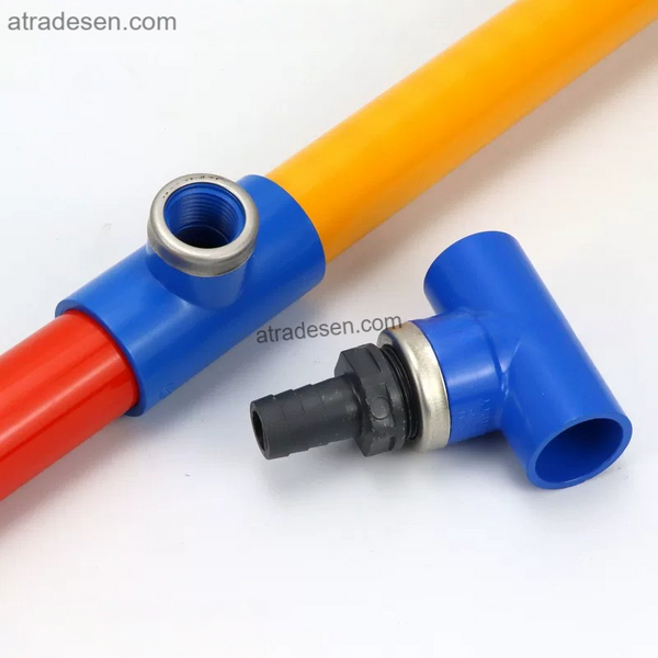 Premium Lesso Blue UPVC Female Threaded Tee | Slip x FPT Hybrid Plumbing Fitting | Metal Reinforced Collar