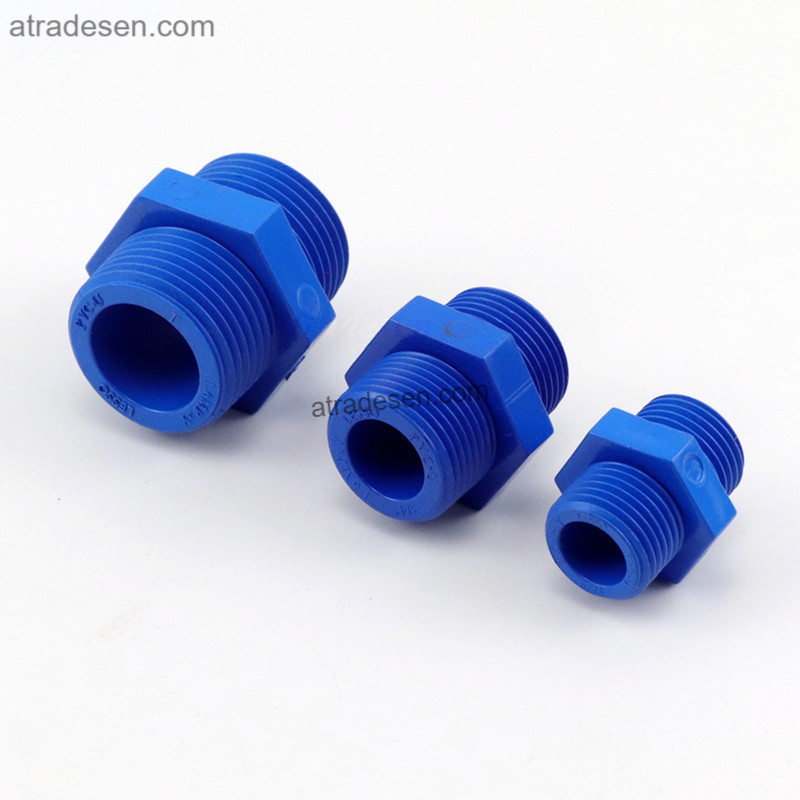 Premium Lesso Blue UPVC Hex Nipple (1/2" - 1") | Double Male Thread Adapter | Aquarium Plumbing Pipe Connector