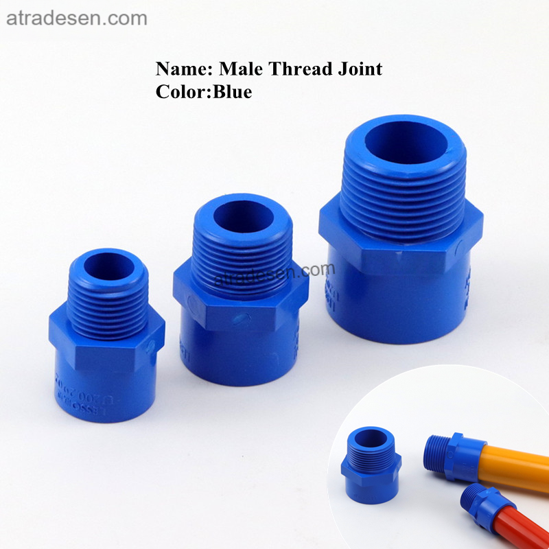 Premium Lesso Blue UPVC Male Thread Adapter (20-63mm)  PVC Slip Socket to MPT Connector  Aquarium Plumbing