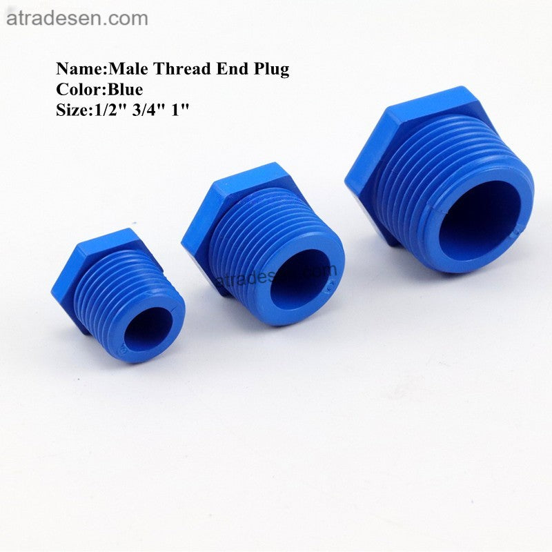 Premium Lesso Blue UPVC Male Thread End Plug (1/2" - 1") | MPT Pipe Stopper Cap | Aquarium Plumbing
