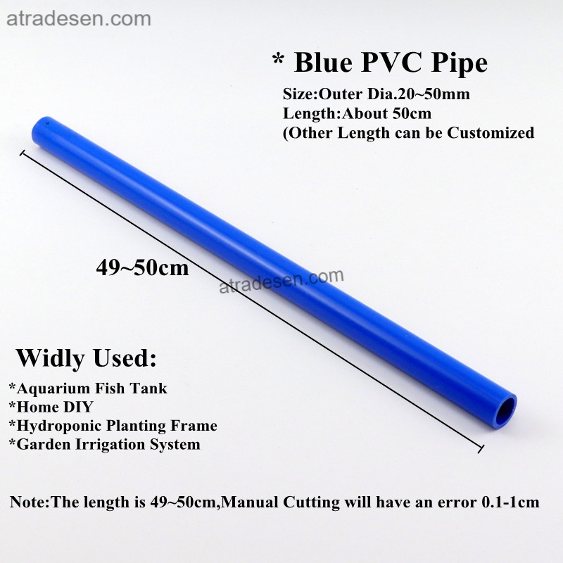 Premium Lesso Blue UPVC Pipe (20-75mm)  Rigid Water Tube for Aquarium Sump Plumbing  1 Meter Set (Two 50cm Pieces)