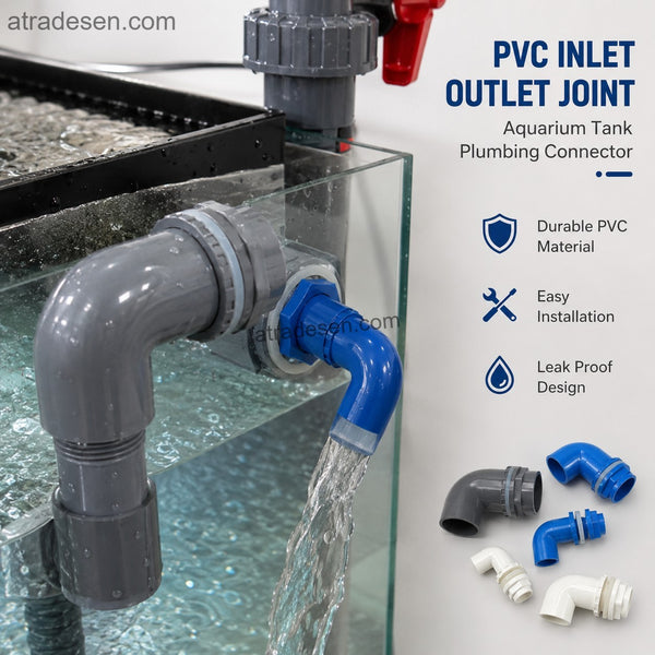 Premium PVC Aquarium 90-Degree Elbow Bulkhead Fitting - Water Tank Inlet Outlet Joint