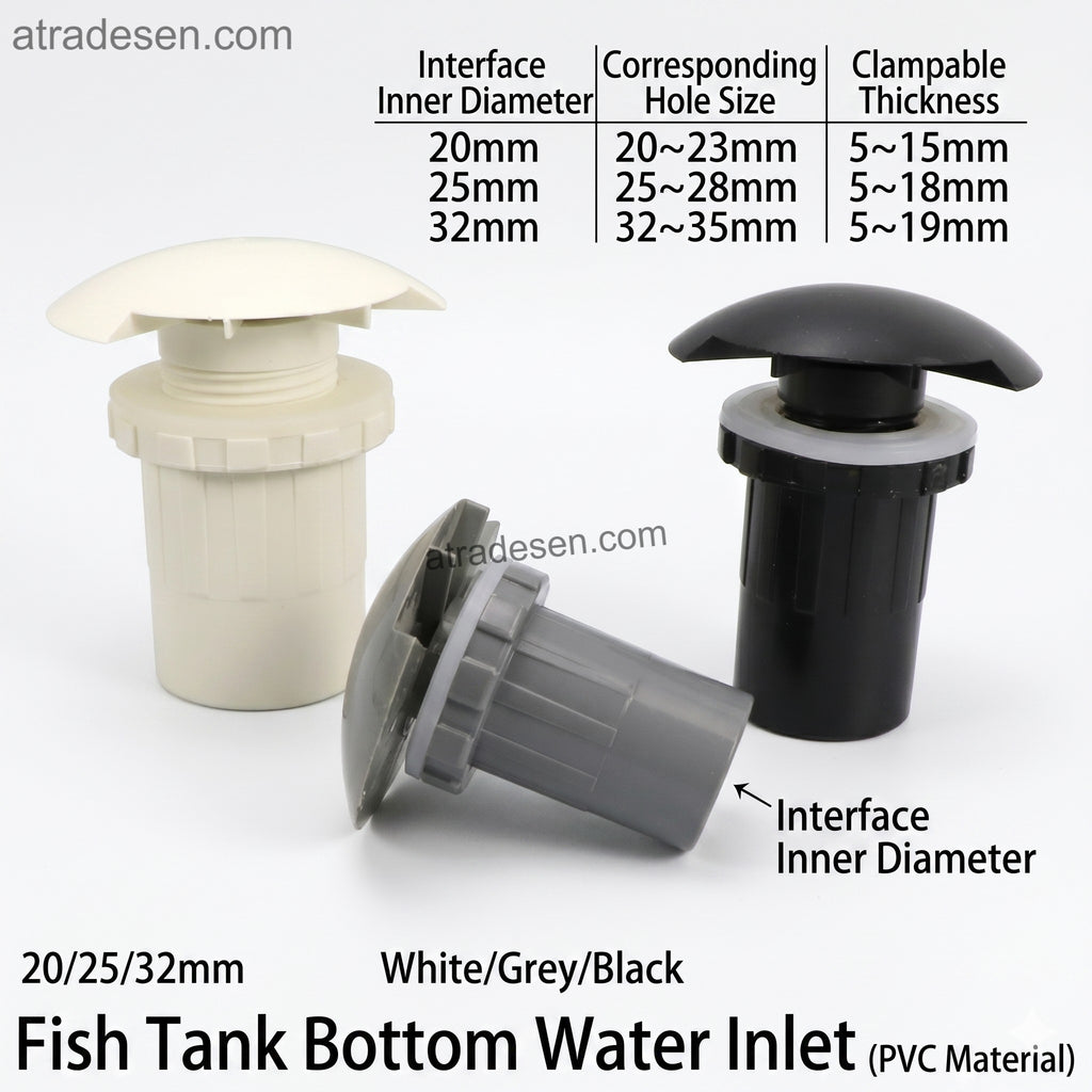 Premium PVC Aquarium Bottom Water Inlet (20-32mm) | 120° Fan-Shaped Flow Return Fitting | Sump & Fish Tank
