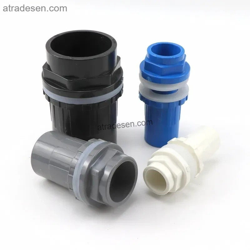 Premium PVC Aquarium Bulkhead Fitting - Extended Thread Water Tank Inlet Outlet Joint