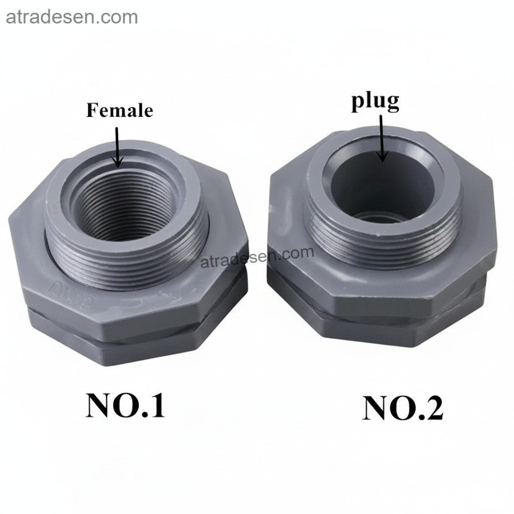 Premium PVC Aquarium Bulkhead Fitting (1/2" to 1.5") - Rain Barrel Water Tank Connector (Slip/Thread)