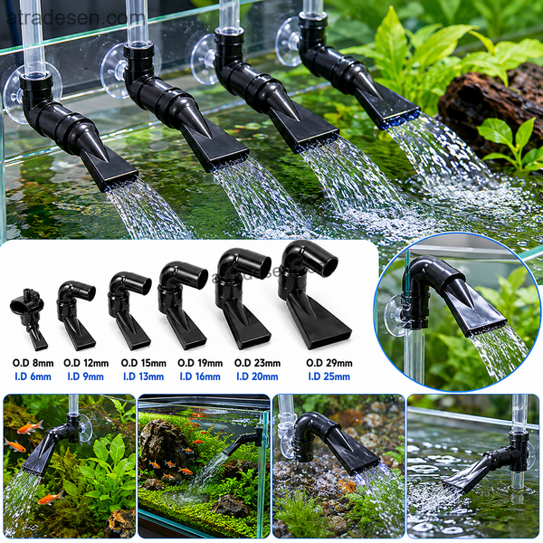 Premium PVC Duckbill Return Nozzle (O.D 8-29mm) | 90° Elbow Water Outlet for Aquarium Pumps & Soft Hoses