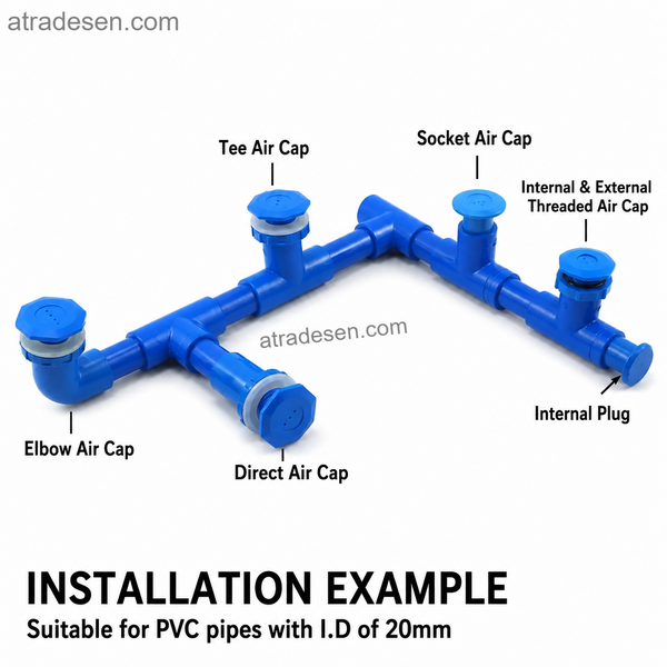 Premium PVC Seafood Tank Air Cap (20mm) | Rigid Pipe Aquarium Oxygen Bubbler | Space-Saving Wall Mount Air Stone