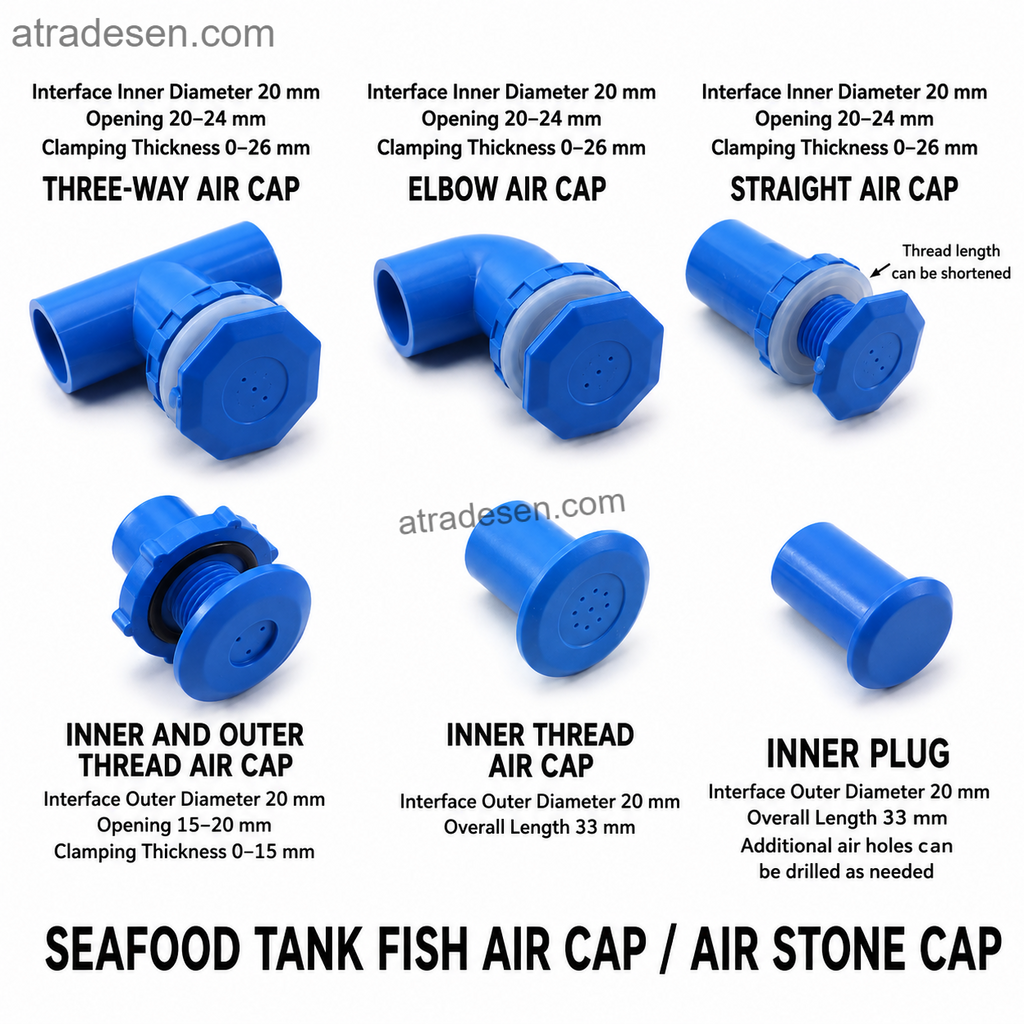 Premium PVC Seafood Tank Air Cap (20mm) | Rigid Pipe Aquarium Oxygen Bubbler | Space-Saving Wall Mount Air Stone