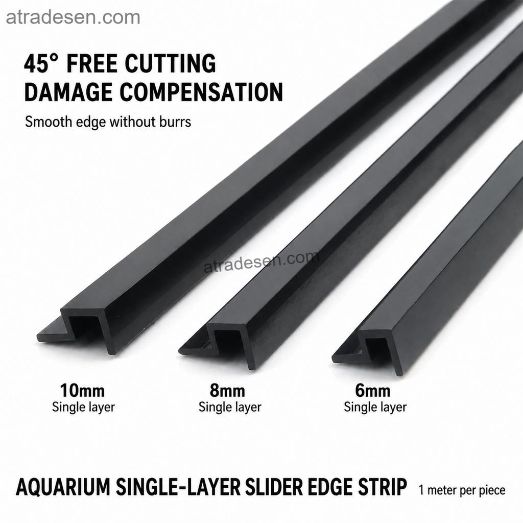Premium PVC Single-Layer Aquarium Slider Edge Strip (6-10mm) | Fish Tank Glass Edge Trim & Lid Track | 1 Meter Length